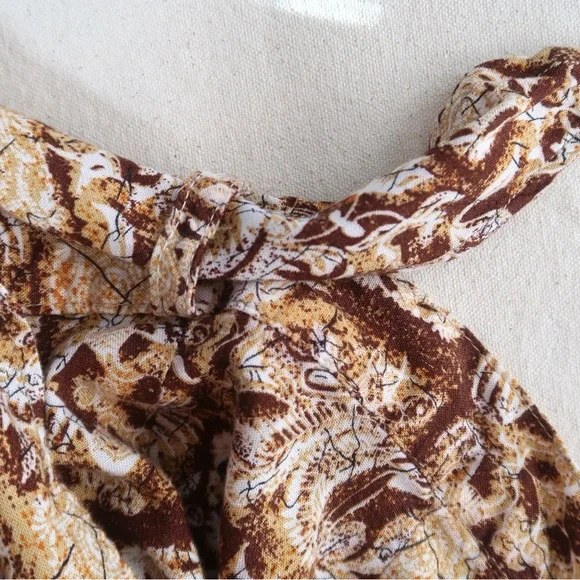 Vintage Contempo Casuals Brown and Ochre Print Set Tank Top & Wrap Skort - Picture 13 of 17